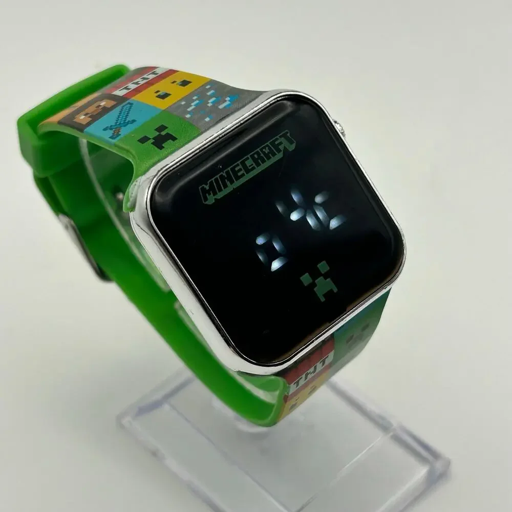 Accutime Minecraft LED Watch Featuring character-themed Silicone Strap